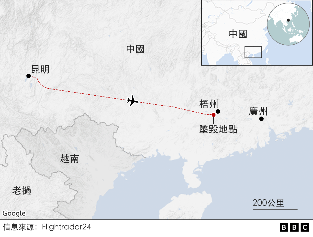 2023 03 21 MU5735 飞行轨迹
